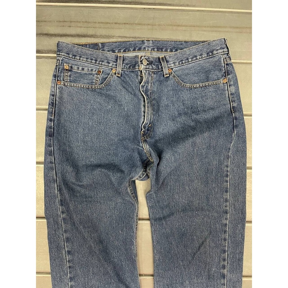 Levis 505 Straight Jeans Mens 36X30 Blue Denim Medium Wash Casual‎ - Picture 2 of 8